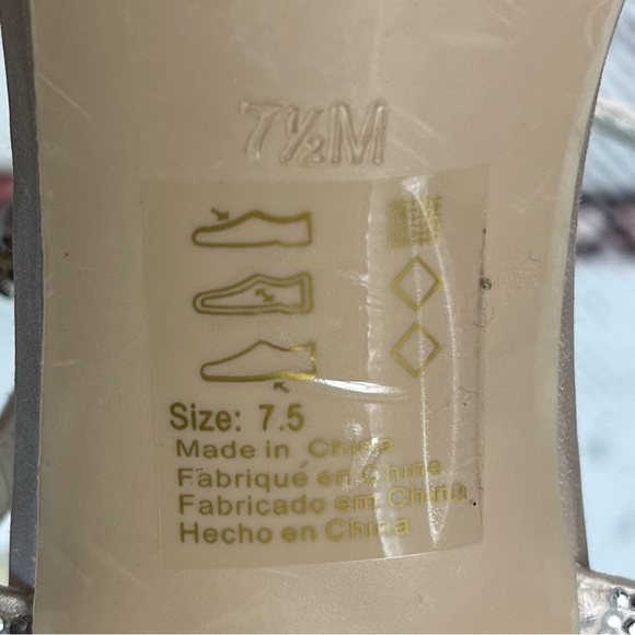 Oleg Cassini Lynda Champagne & Rhinestones Heel Sandal 7.5 David Bridal Wedding - Picture 6 of 8